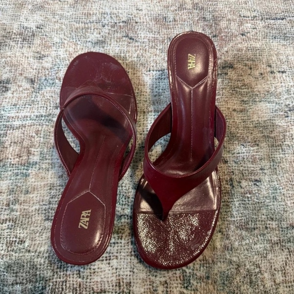 Zara Women's Deep Red Heeled Sandals